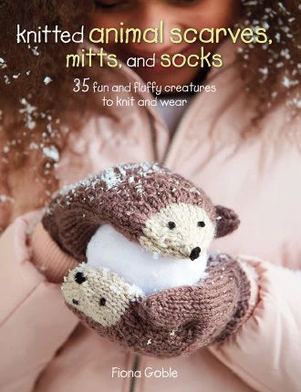 Knitted animal scarves, mitts, and socks